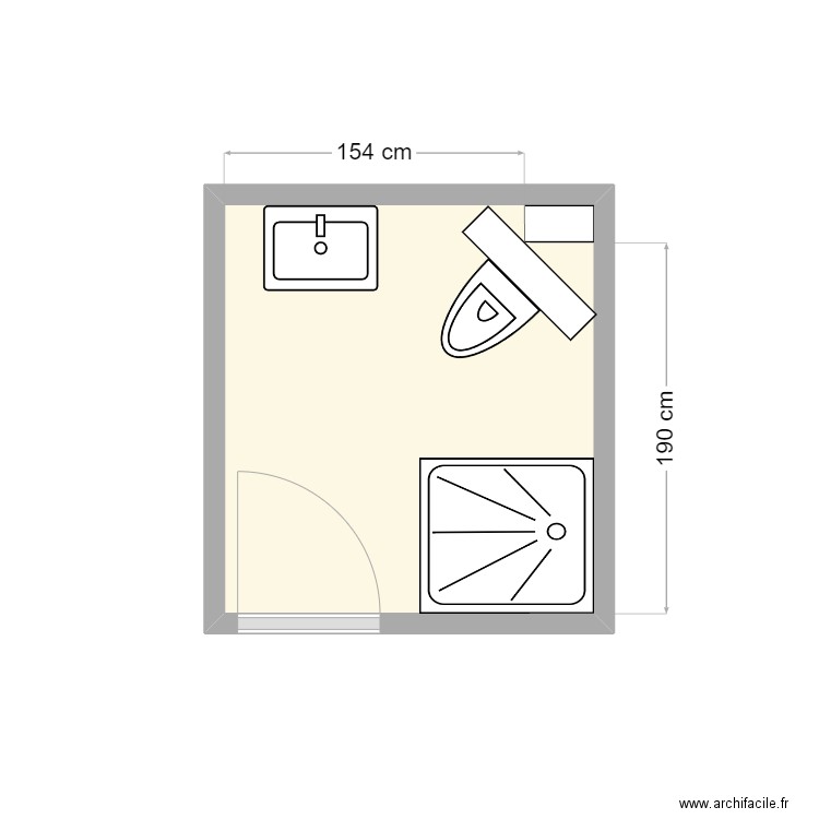 JB MICHEL sdb. Plan de 1 pièce et 4 m2