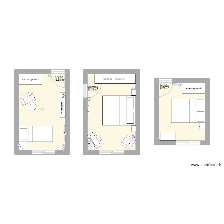 Steph. Plan de 3 pièces et 36 m2