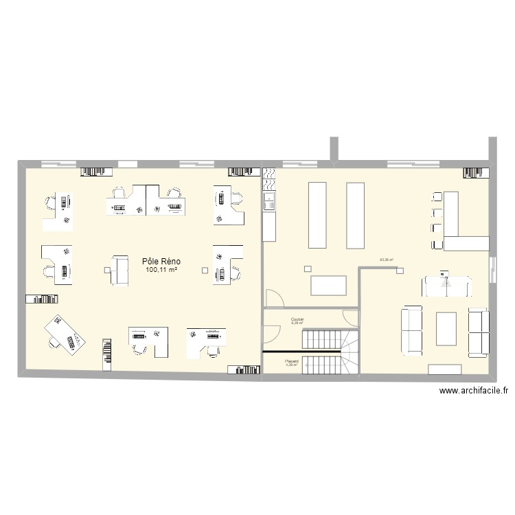 Sous sol 1. Plan de 4 pièces et 196 m2