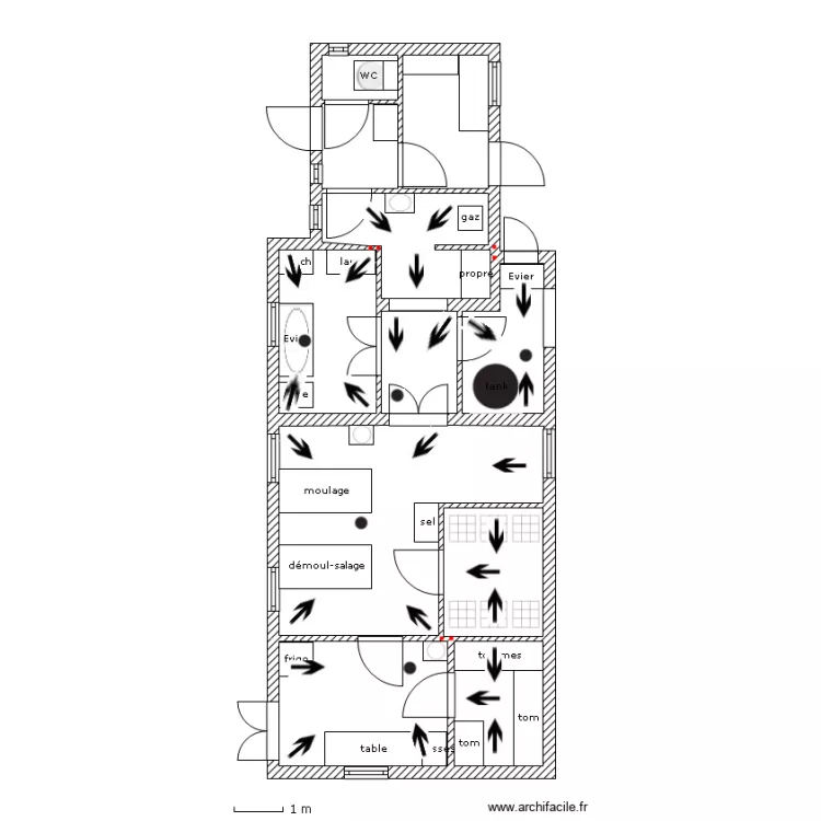 Fromagerie-4-ecoulement. Plan de 