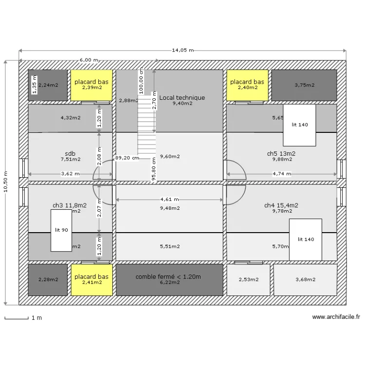 étage du 95m2 (sh58m2). Plan de étage du 95m2 (sh58m2). Plan de