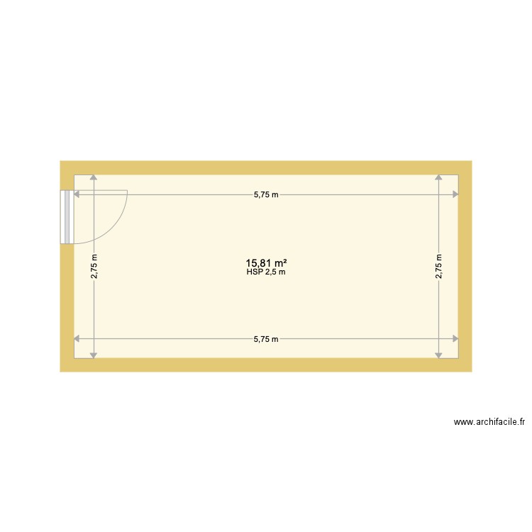 Bureau. Plan de 1 pièce et 16 m2