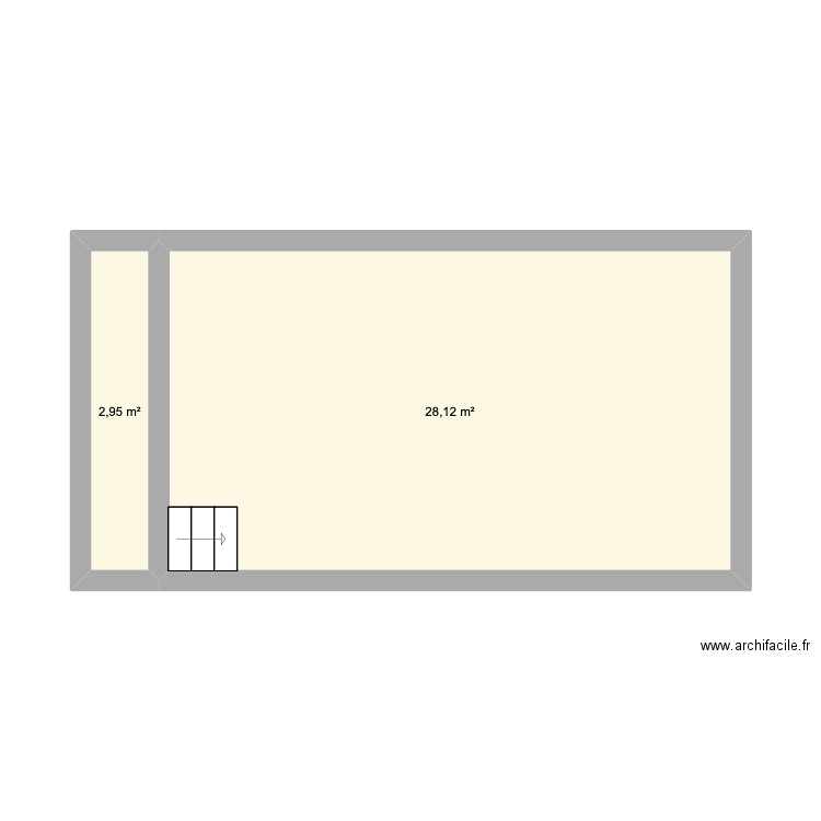 piscine 8X4. Plan de 2 pièces et 31 m2