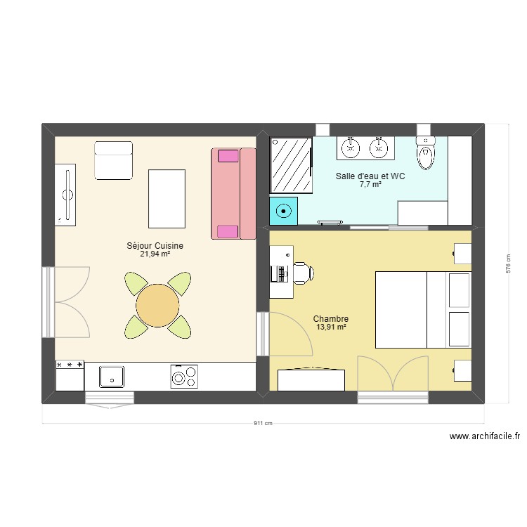 garage calenzana 3 JC. Plan de 3 pièces et 44 m2