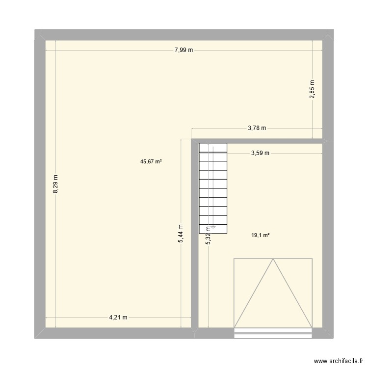 maison pierre. Plan de 2 pièces et 65 m2