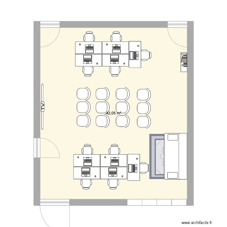 salle info impro. Plan de 1 pièce et 42 m2