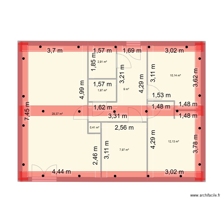 Dossier SMABTP. Plan de 8 pièces et 74 m2