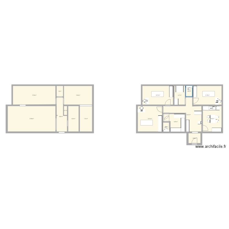 Cabinet 2. Plan de 18 pièces et 158 m2