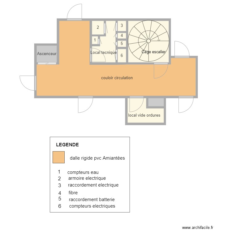 Parties communes 4eme Etage. Plan de 12 pièces et 28 m2