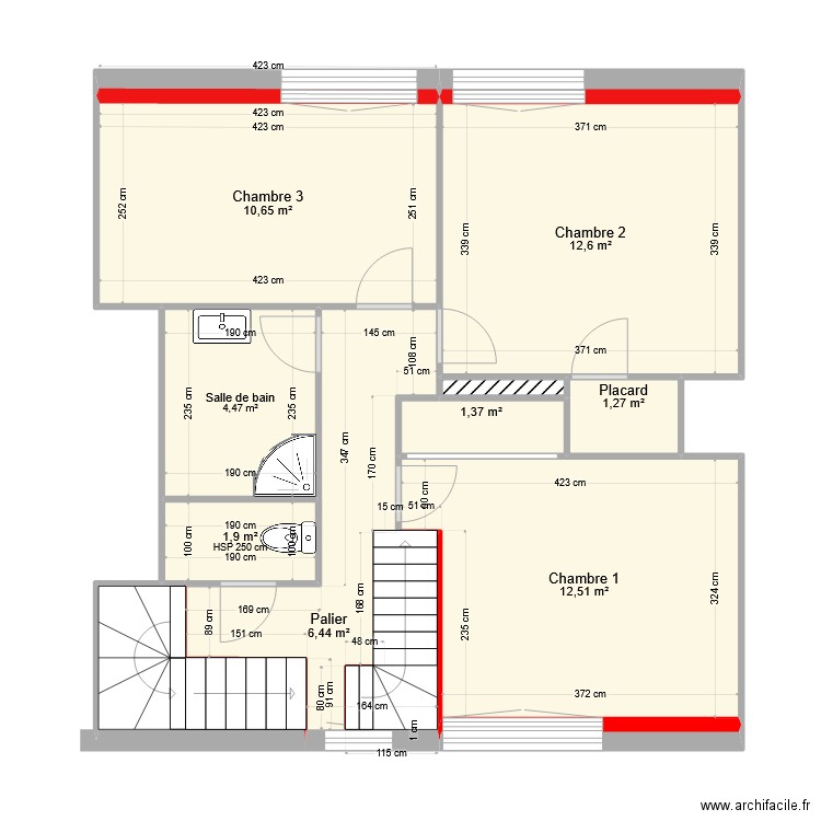 Etage1. Plan de 12 pièces et 55 m2