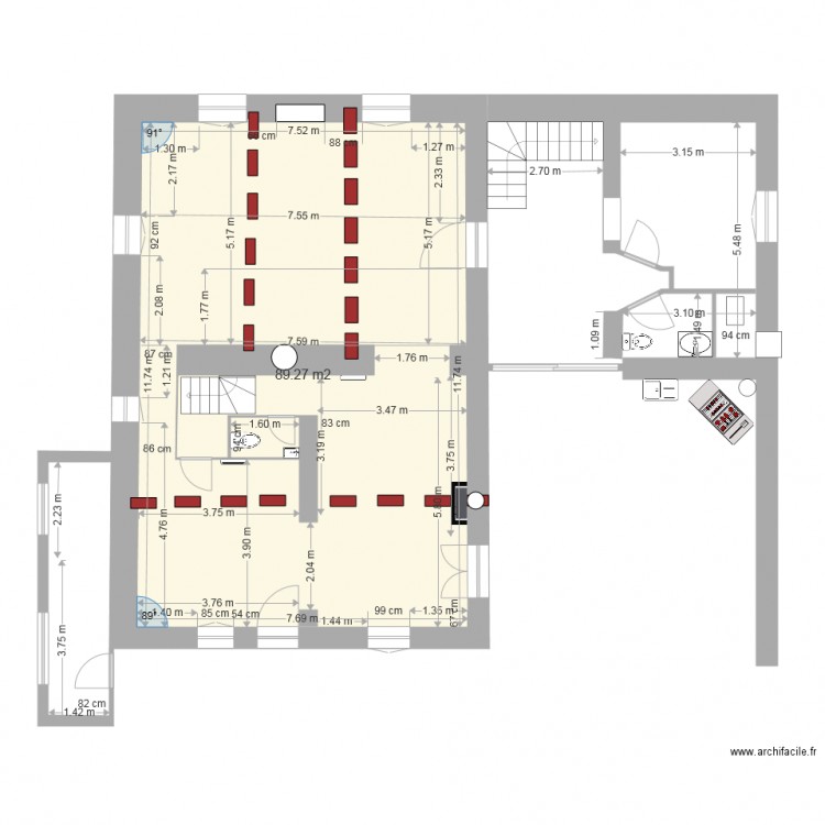 rdc modifié vue ensemble. Plan de 0 pièce et 0 m2