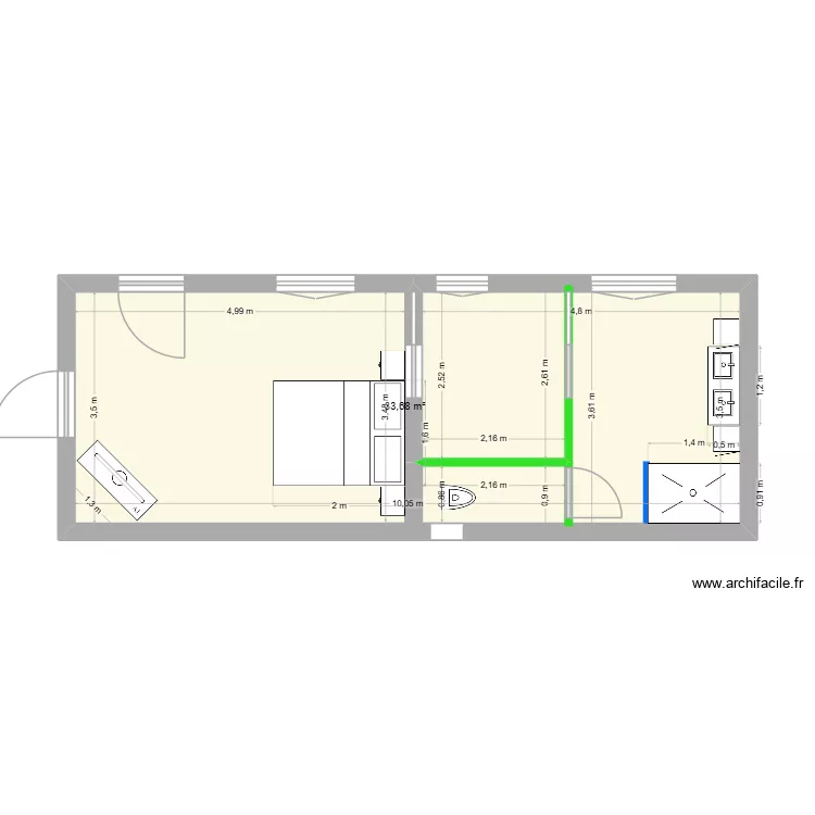 PROJET SUITE PARENTALE. Plan de 1 pièce et 34 m² PROJET SUITE PARENTALE. Plan de 1 pièce et 34 m²