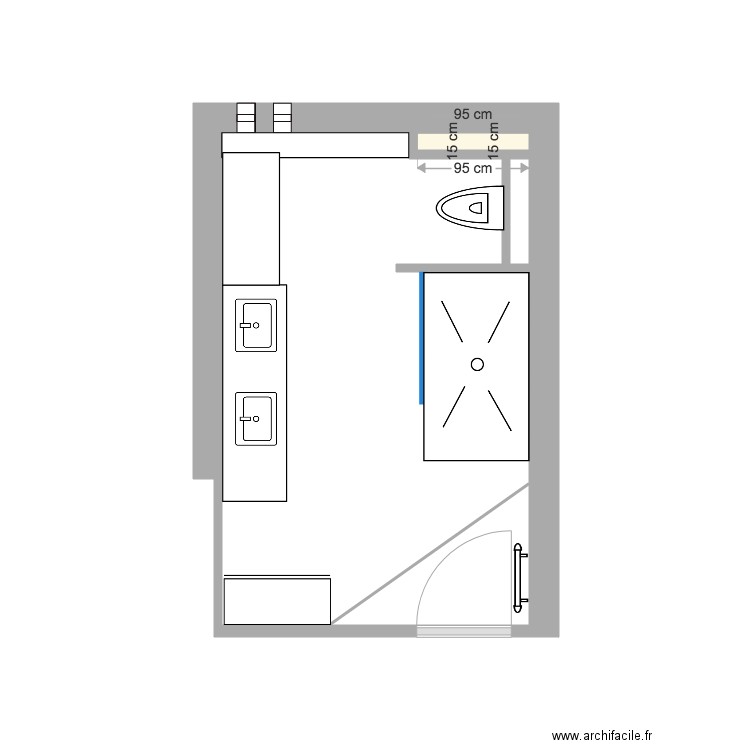 sdb WC beausoleil. Plan de 0 pièce et 0 m2