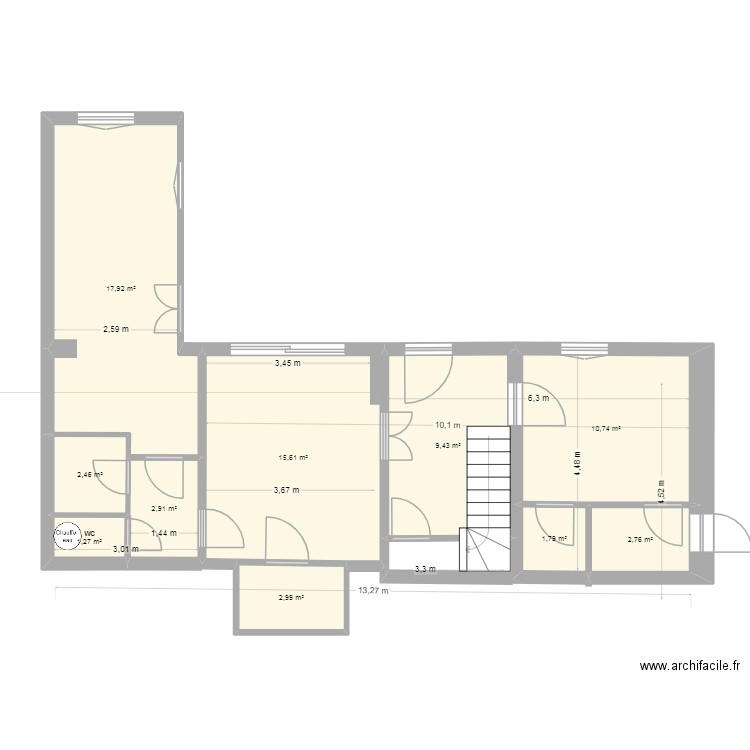 guynemer rdc. Plan de 10 pièces et 68 m2