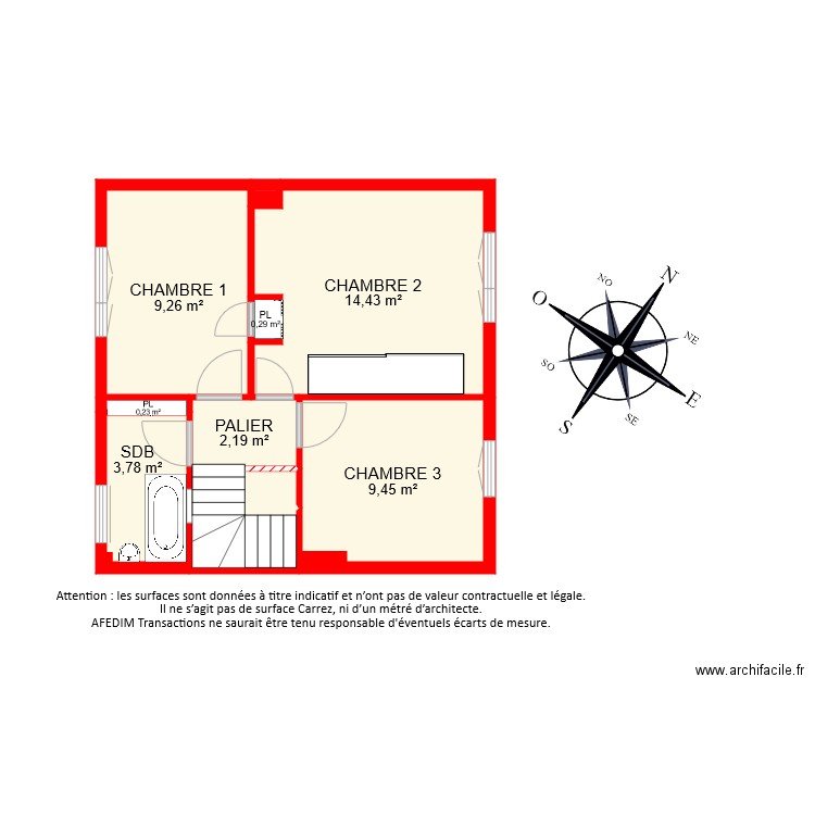 BI8762 ETAGE. Plan de 10 pièces et 43 m2