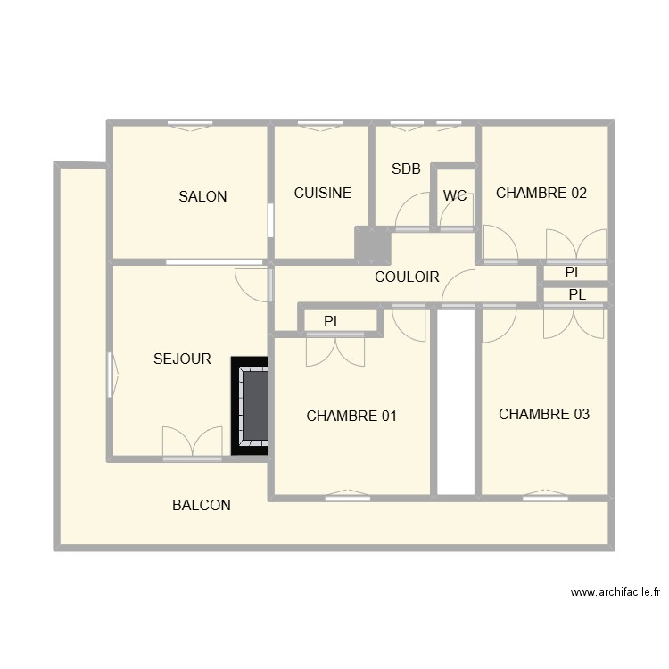 PLAN APPART ETAGE ETAGE. Plan de 17 pièces et 64 m2