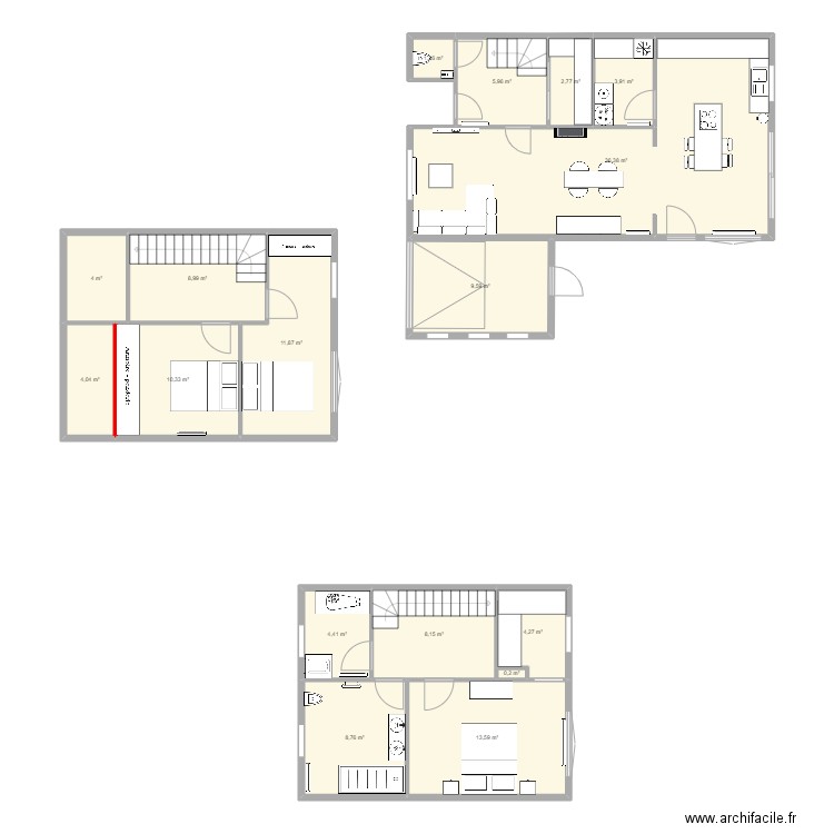Maison . Plan de 17 pièces et 139 m2
