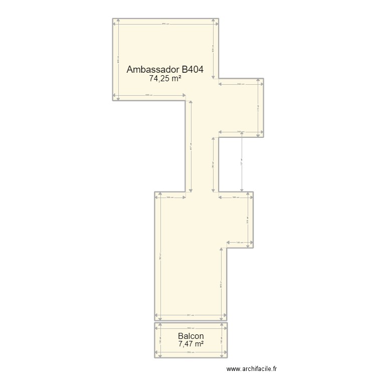 Ambassador B404. Plan de 2 pièces et 82 m2