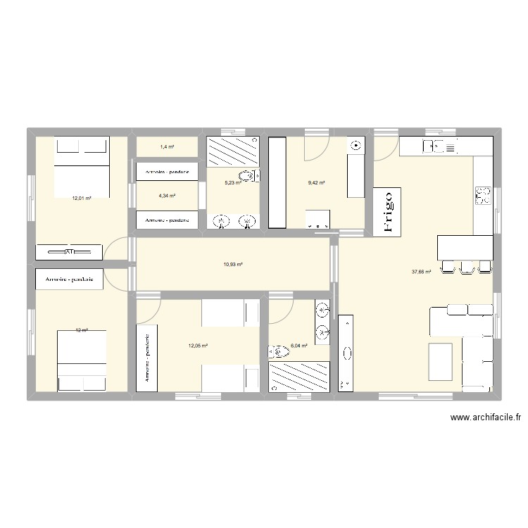 Maison 2. Plan de 10 pièces et 111 m2