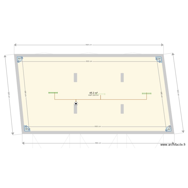 garage. Plan de 2 pièces et 90 m2