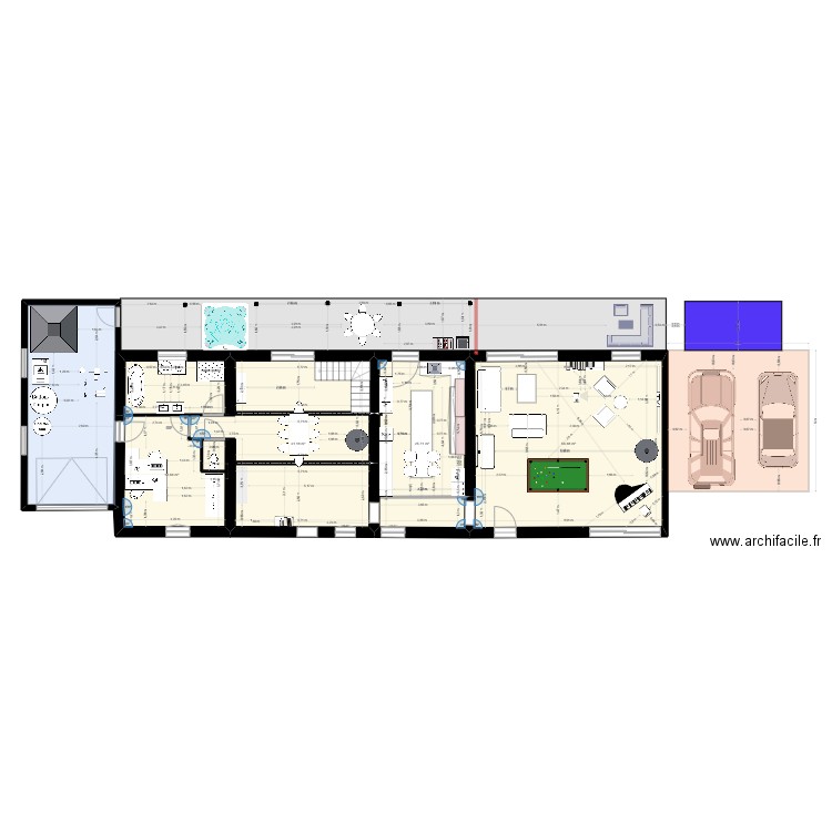 MONTCEINDROUX RDC avec meubles. Plan de 5 pièces et 142 m2