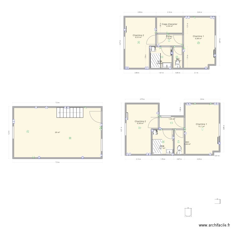 Maison Begles V1. Plan de 12 pièces et 82 m2