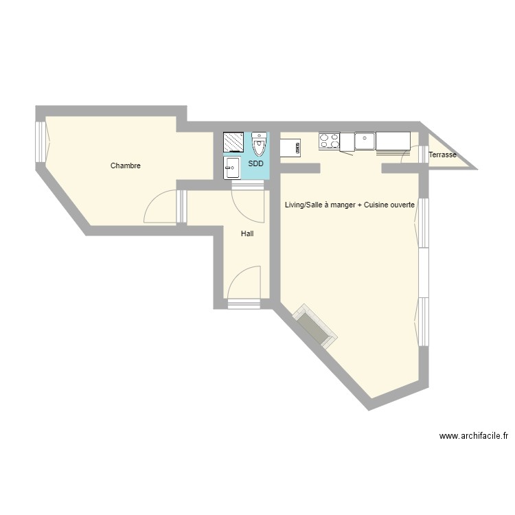 Bordeaux. Plan de 5 pièces et 33 m2