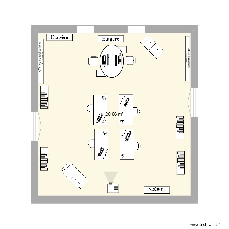 Idée espace graphisme_com_mkg. Plan de 1 pièce et 29 m2
