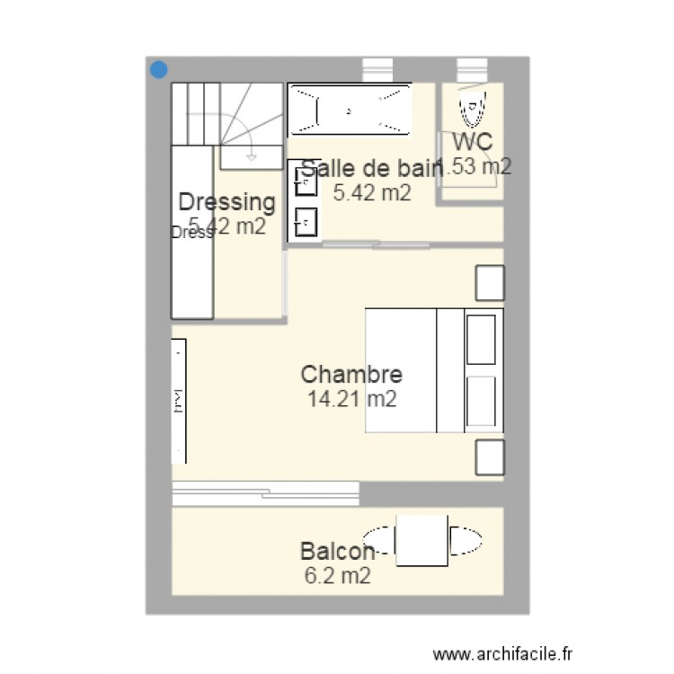 Etage 29m2 sur 47m2. Plan de 0 pièce et 0 m2