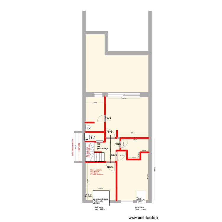 Construction Banning 83 3e étage. Plan de 8 pièces et 73 m2