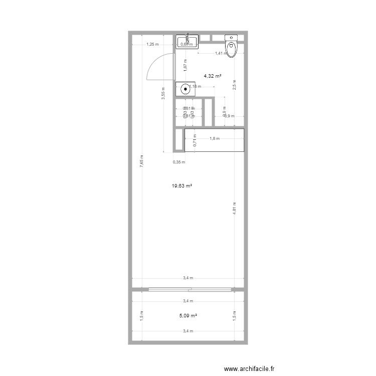 Plan manhes studio 0607. Plan de 0 pièce et 0 m2