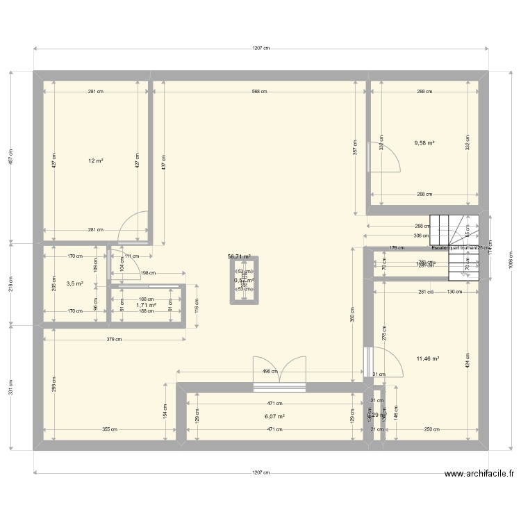 TRAVAUX CUXAC 2. Plan de 10 pièces et 105 m2