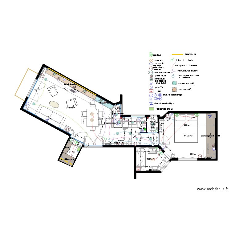 Plan projet électrique appartement Pêcheux 28 08 18. Plan de 0 pièce et 0 m2