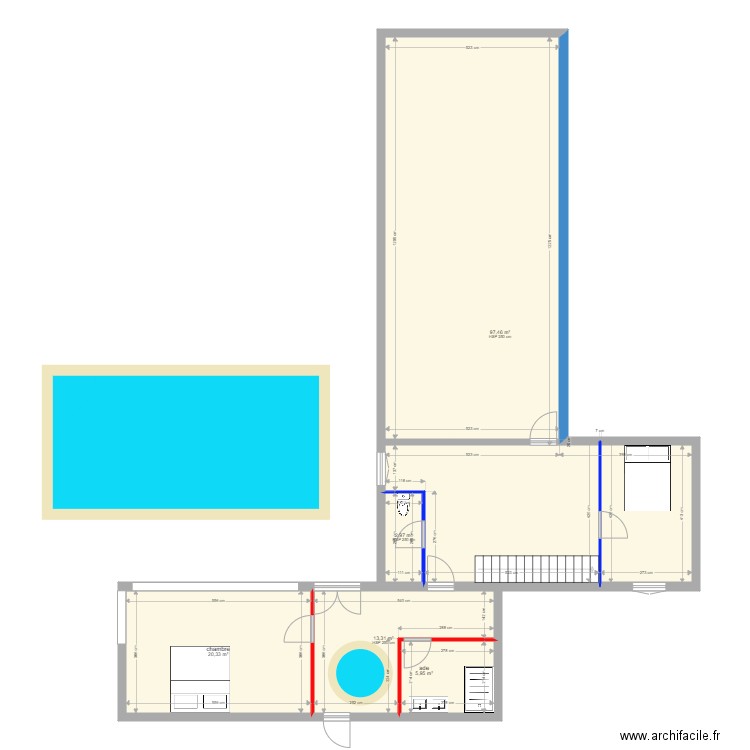 chambre veranda. Plan de 5 pièces et 140 m2