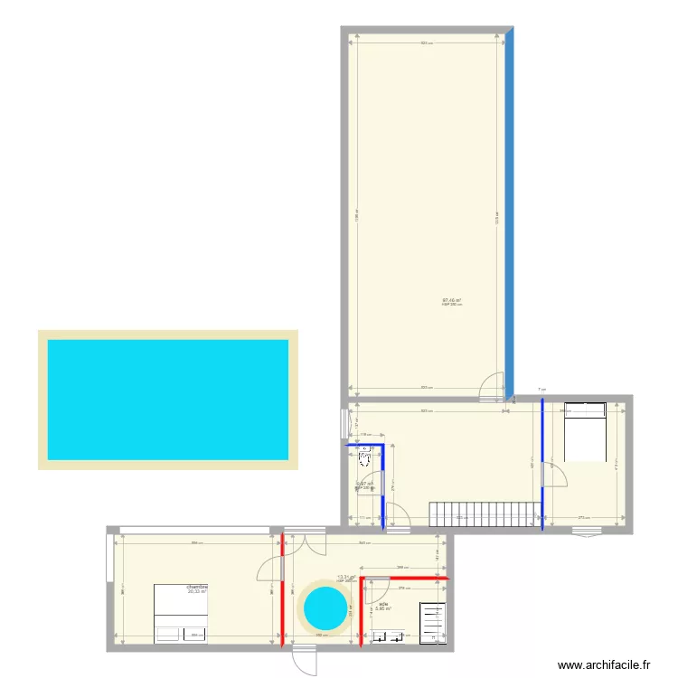 chambre veranda. Plan de 