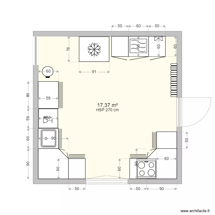 Cuisine SHSM avec meuble. Plan de 