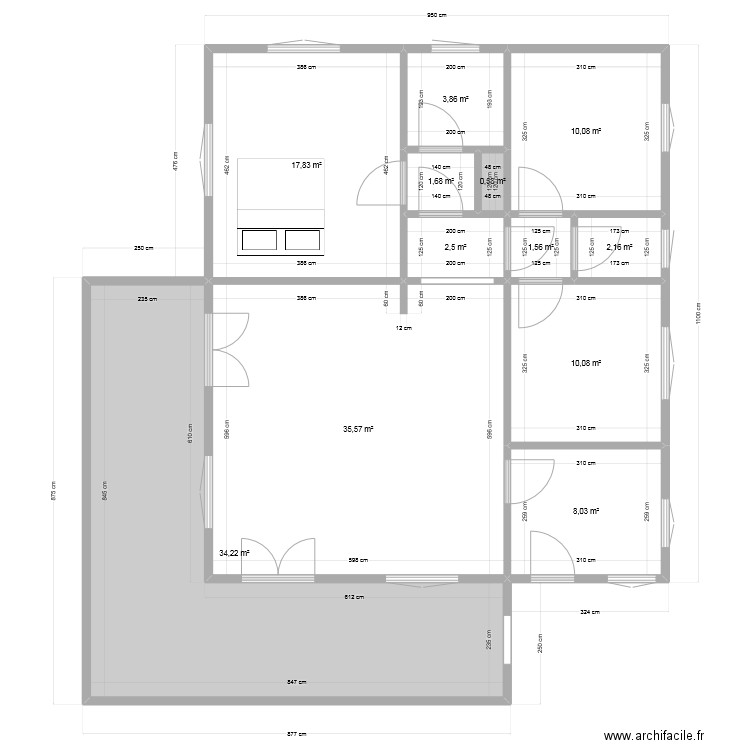 Modeste. Plan de 12 pièces et 128 m2