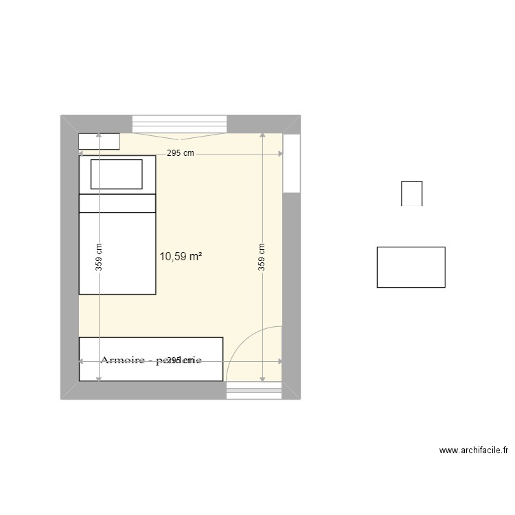 chambre soline. Plan de 1 pièce et 11 m2