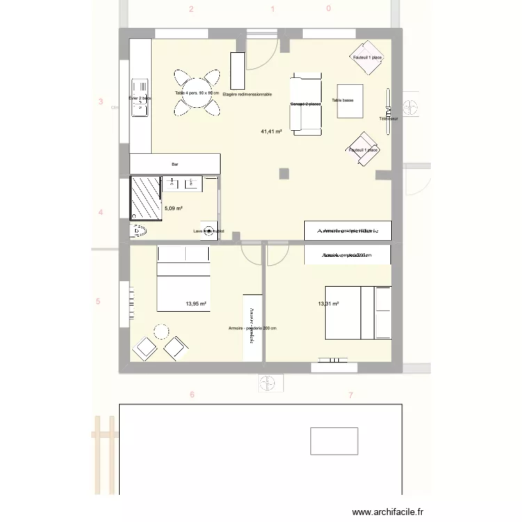 RDC 1 CHAMBRE. Plan de 