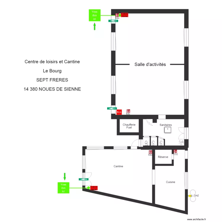 Salle de loisirs et Cantine Sept fr&egrave;res. Plan de 