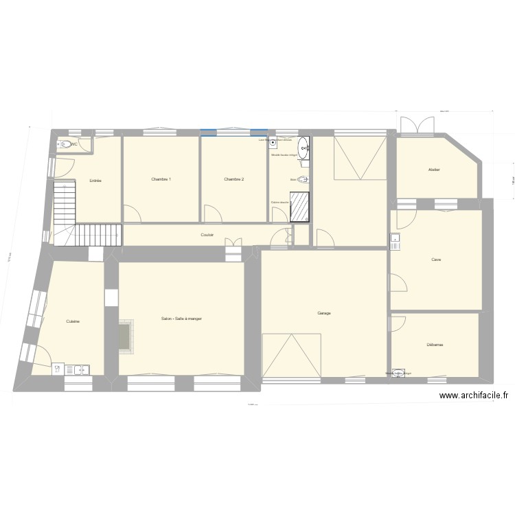 Salle de Bains RDC V2. Plan de 0 pièce et 0 m2