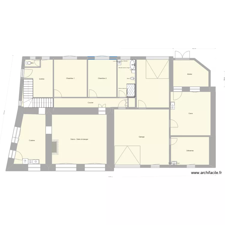 Salle de Bains RDC V2. Plan de 