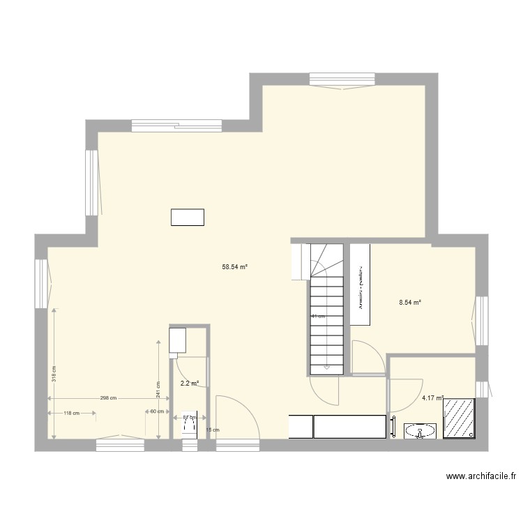 plan rez chaussee avec metrage v2. Plan de 0 pièce et 0 m2