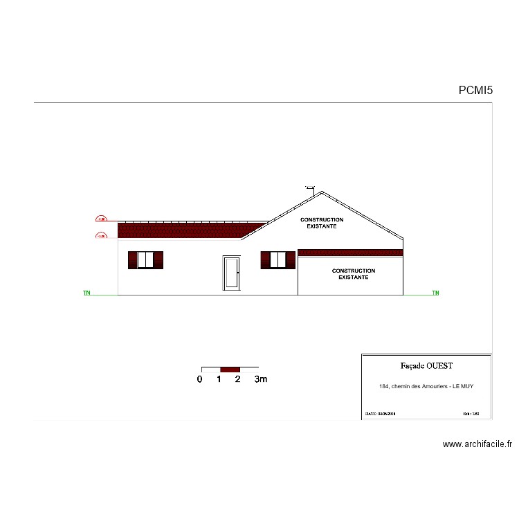plan facade ouest PCMI5. Plan de 0 pièce et 0 m2