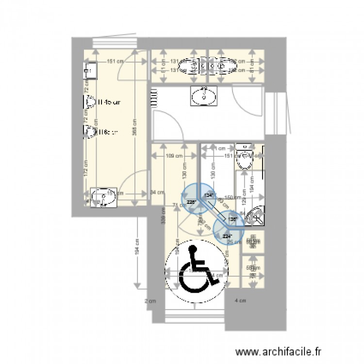 WC centre social 1er étage projet. Plan de 0 pièce et 0 m2