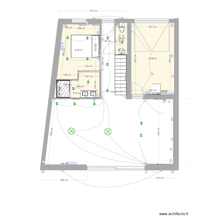 argentin  /dupin. Plan de 8 pièces et 75 m2