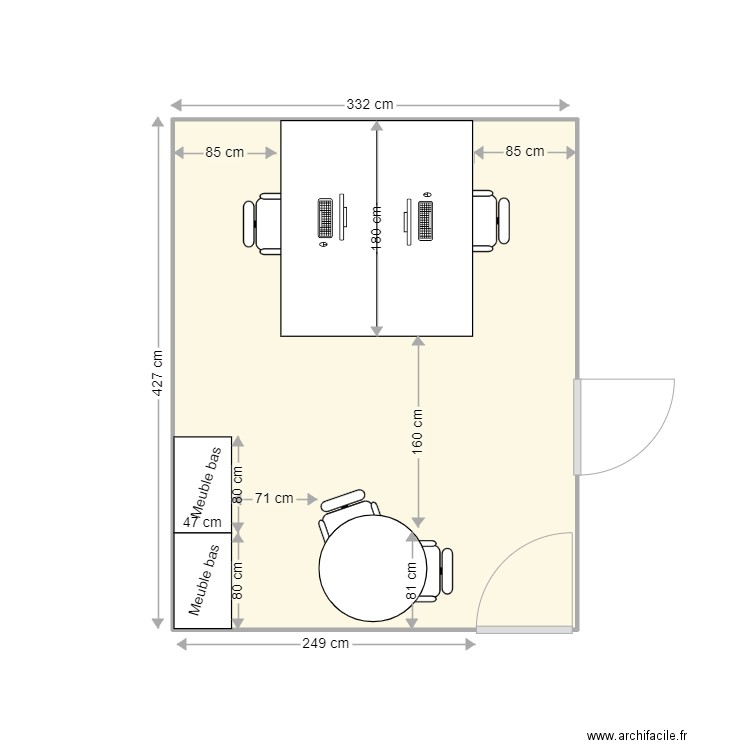 BUREAU 35. Plan de 1 pièce et 14 m2