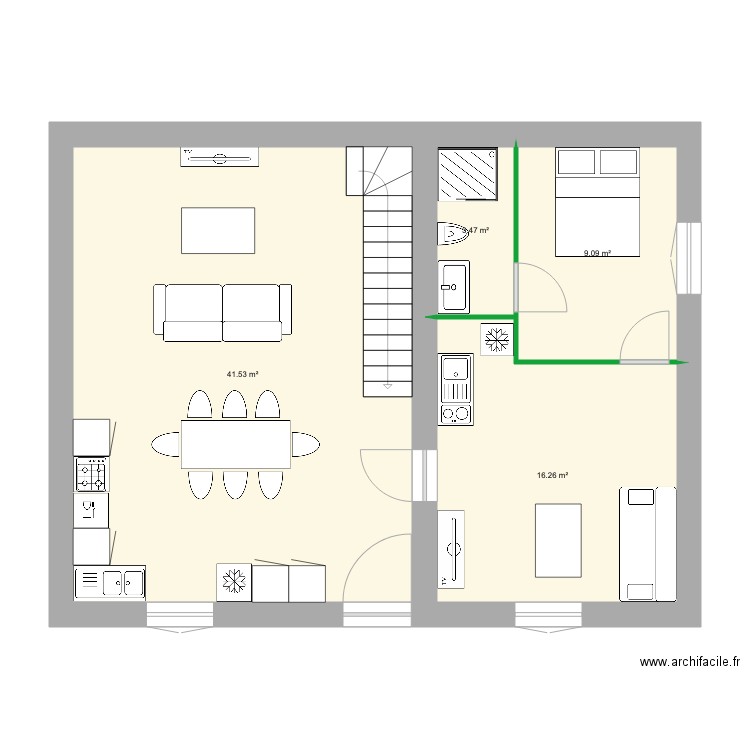 essai amenagement RDC 2. Plan de 0 pièce et 0 m2