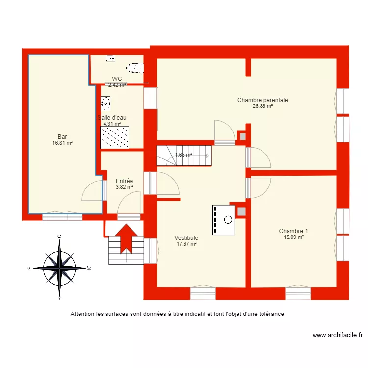BI 5780 rdc non c&ocirc;t&eacute;. Plan de 
