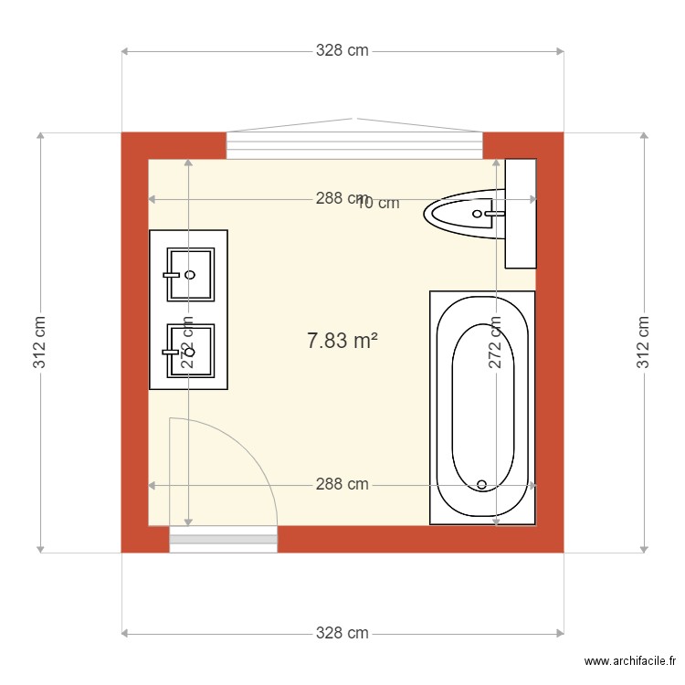 SDB CLAUDINE WEBER VERSION 1. Plan de 1 pièce et 8 m2